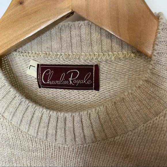 Vintage Oatmeal Wool Blend Sweater Sz Large - Picture 7 of 12